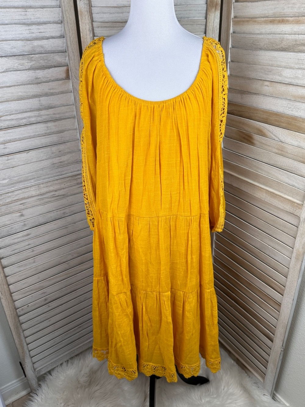Just Found Marigold Boho Tiered Ruffle Peasant Dress Plus Size Size 3X